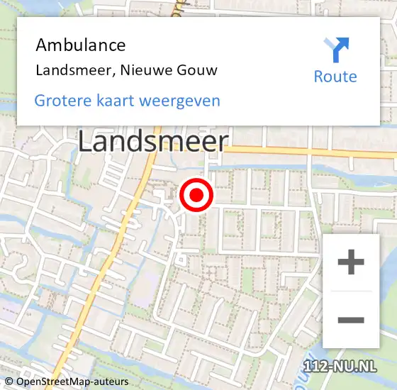 Locatie op kaart van de 112 melding: Ambulance Landsmeer, Nieuwe Gouw op 19 maart 2024 09:33