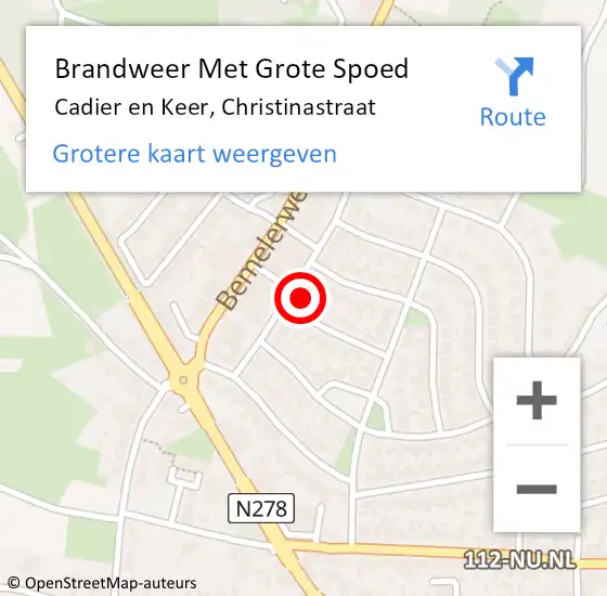 Locatie op kaart van de 112 melding: Brandweer Met Grote Spoed Naar Cadier en Keer, Christinastraat op 19 maart 2024 10:00