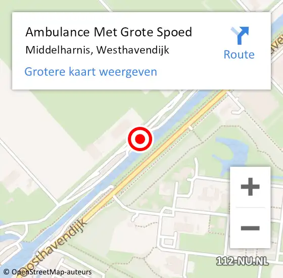 Locatie op kaart van de 112 melding: Ambulance Met Grote Spoed Naar Middelharnis, Westhavendijk op 19 maart 2024 10:08
