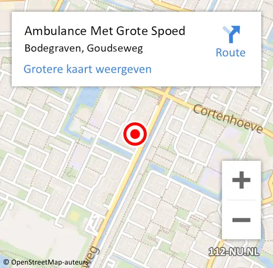 Locatie op kaart van de 112 melding: Ambulance Met Grote Spoed Naar Bodegraven, Goudseweg op 19 maart 2024 10:24