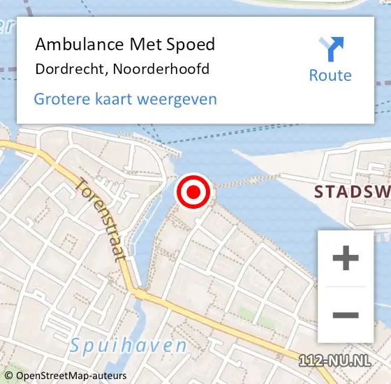 Locatie op kaart van de 112 melding: Ambulance Met Spoed Naar Dordrecht, Noorderhoofd op 19 maart 2024 10:40