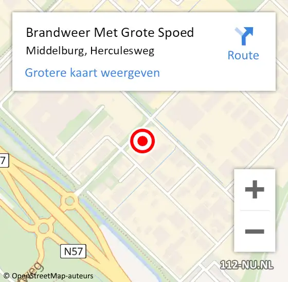 Locatie op kaart van de 112 melding: Brandweer Met Grote Spoed Naar Middelburg, Herculesweg op 19 maart 2024 10:51