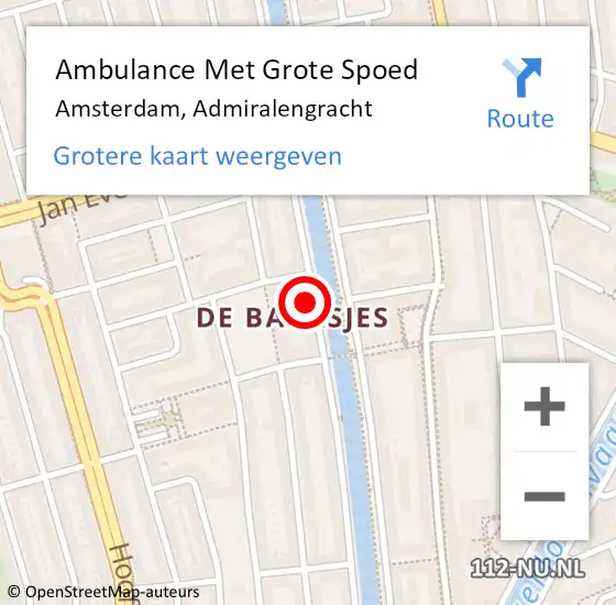 Locatie op kaart van de 112 melding: Ambulance Met Grote Spoed Naar Amsterdam, Admiralengracht op 19 maart 2024 10:57
