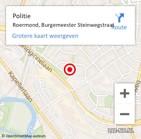 Locatie op kaart van de 112 melding: Politie Roermond, Burgemeester Steinwegstraat op 19 maart 2024 11:03