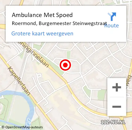 Locatie op kaart van de 112 melding: Ambulance Met Spoed Naar Roermond, Burgemeester Steinwegstraat op 19 maart 2024 11:04