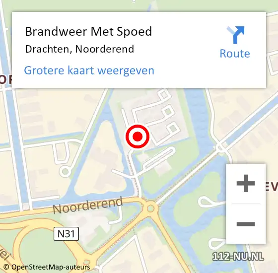 Locatie op kaart van de 112 melding: Brandweer Met Spoed Naar Drachten, Noorderend op 19 maart 2024 11:19