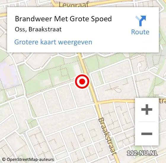 Locatie op kaart van de 112 melding: Brandweer Met Grote Spoed Naar Oss, Braakstraat op 19 maart 2024 11:43