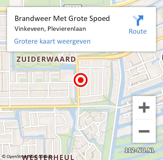 Locatie op kaart van de 112 melding: Brandweer Met Grote Spoed Naar Vinkeveen, Plevierenlaan op 19 maart 2024 11:47