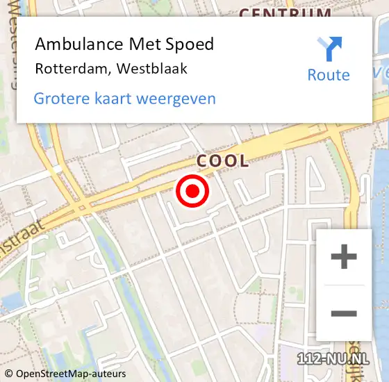 Locatie op kaart van de 112 melding: Ambulance Met Spoed Naar Rotterdam, Westblaak op 19 maart 2024 11:49