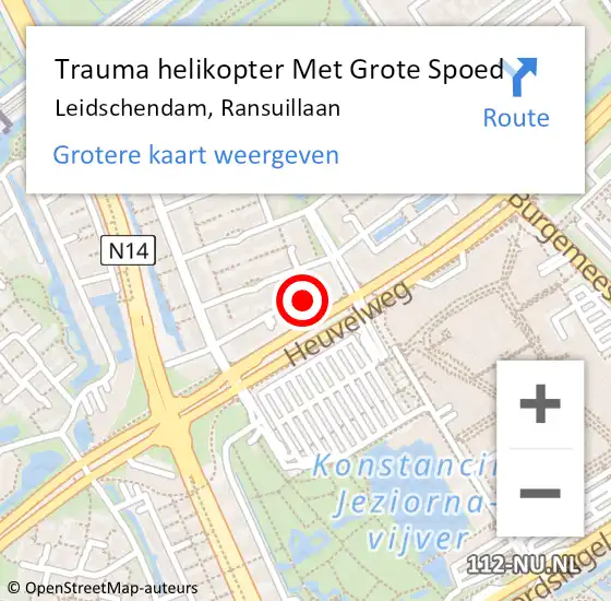 Locatie op kaart van de 112 melding: Trauma helikopter Met Grote Spoed Naar Leidschendam, Ransuillaan op 19 maart 2024 11:51