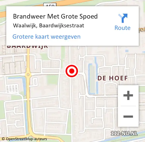 Locatie op kaart van de 112 melding: Brandweer Met Grote Spoed Naar Waalwijk, Baardwijksestraat op 19 maart 2024 11:59