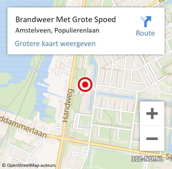 Locatie op kaart van de 112 melding: Brandweer Met Grote Spoed Naar Amstelveen, Populierenlaan op 19 maart 2024 12:09