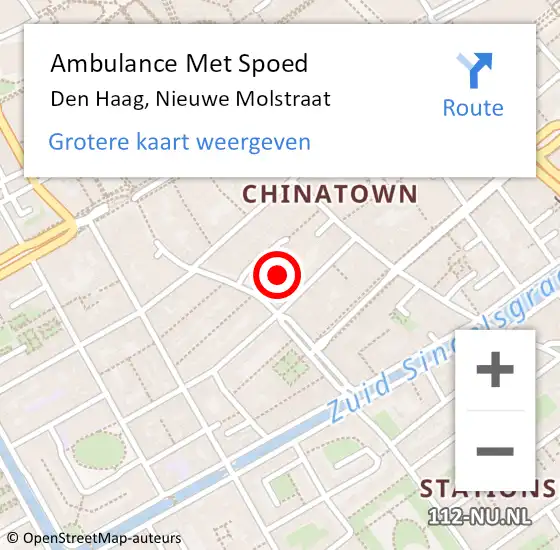 Locatie op kaart van de 112 melding: Ambulance Met Spoed Naar Den Haag, Nieuwe Molstraat op 19 maart 2024 12:12