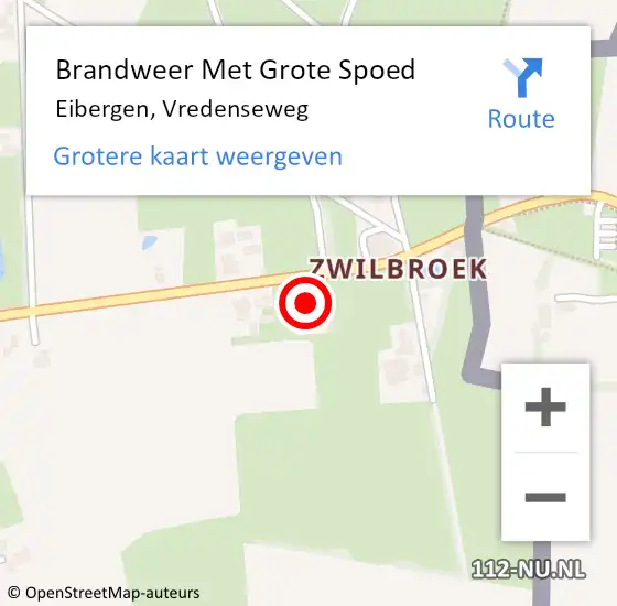 Locatie op kaart van de 112 melding: Brandweer Met Grote Spoed Naar Eibergen, Vredenseweg op 19 maart 2024 12:14