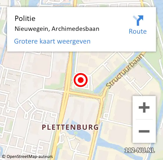 Locatie op kaart van de 112 melding: Politie Nieuwegein, Archimedesbaan op 19 maart 2024 12:28