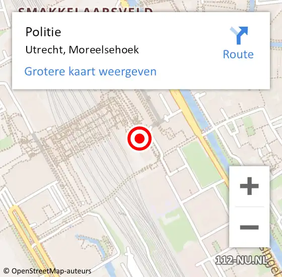 Locatie op kaart van de 112 melding: Politie Utrecht, Moreelsehoek op 19 maart 2024 12:36