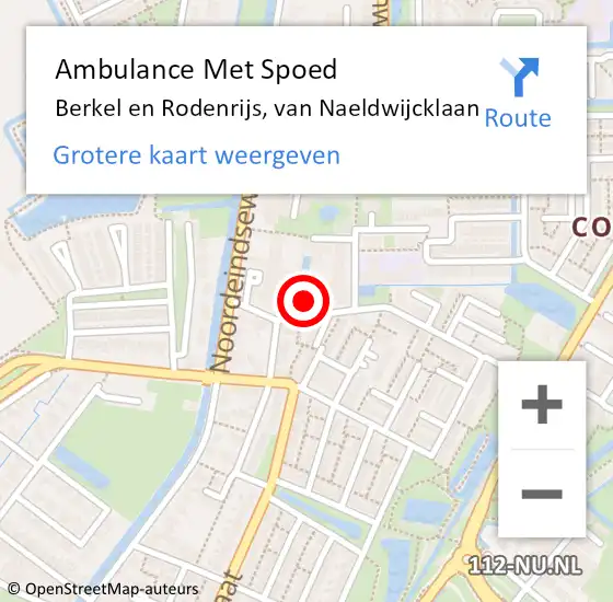 Locatie op kaart van de 112 melding: Ambulance Met Spoed Naar Berkel en Rodenrijs, van Naeldwijcklaan op 19 maart 2024 12:43