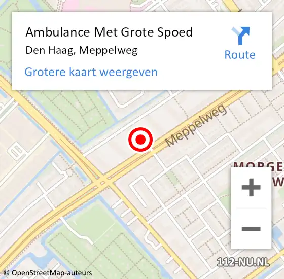 Locatie op kaart van de 112 melding: Ambulance Met Grote Spoed Naar Den Haag, Meppelweg op 19 maart 2024 13:05
