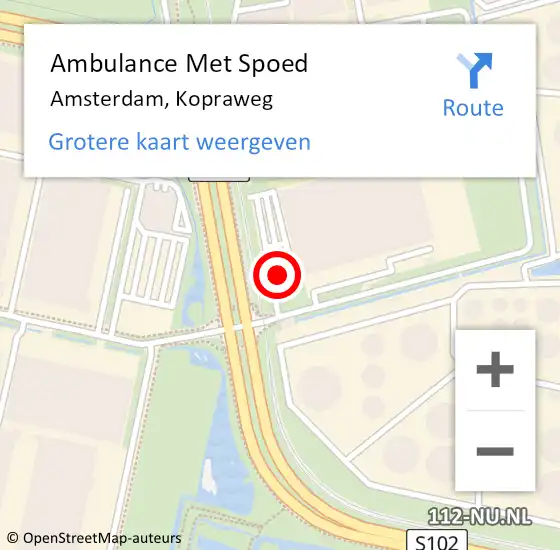 Locatie op kaart van de 112 melding: Ambulance Met Spoed Naar Amsterdam, Kopraweg op 19 maart 2024 13:06