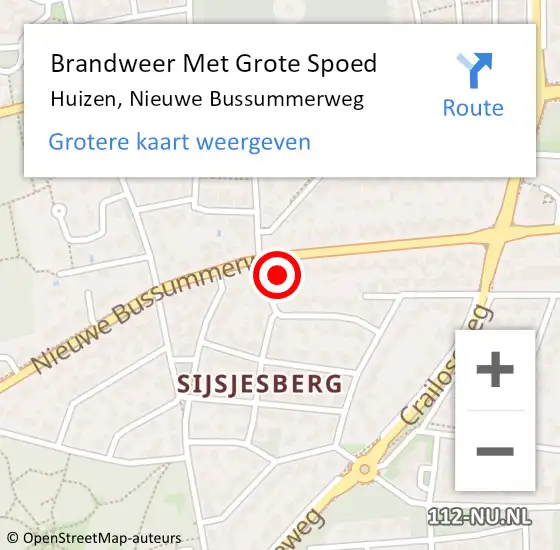 Locatie op kaart van de 112 melding: Brandweer Met Grote Spoed Naar Huizen, Nieuwe Bussummerweg op 19 maart 2024 13:11