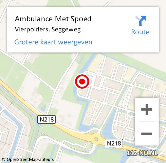 Locatie op kaart van de 112 melding: Ambulance Met Spoed Naar Vierpolders, Seggeweg op 19 maart 2024 13:12