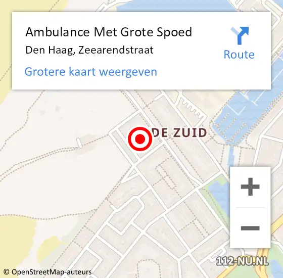 Locatie op kaart van de 112 melding: Ambulance Met Grote Spoed Naar Den Haag, Zeearendstraat op 19 maart 2024 13:15