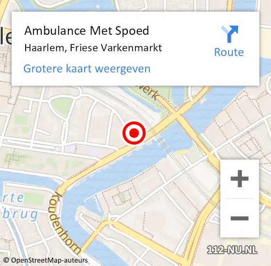 Locatie op kaart van de 112 melding: Ambulance Met Spoed Naar Haarlem, Friese Varkenmarkt op 19 maart 2024 13:43