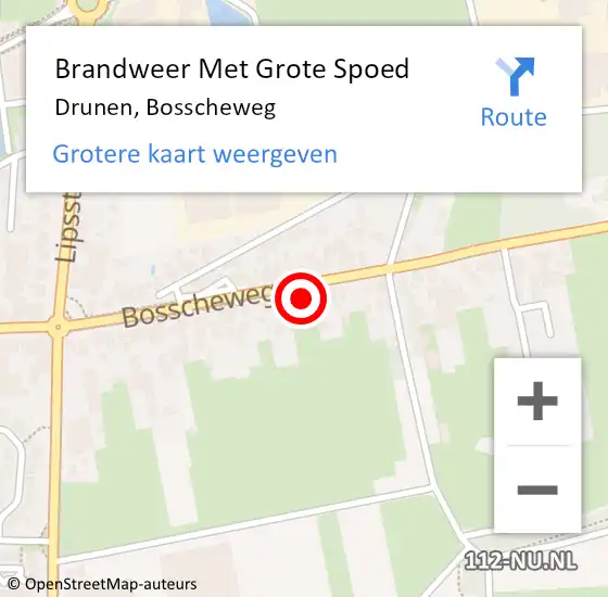 Locatie op kaart van de 112 melding: Brandweer Met Grote Spoed Naar Drunen, Bosscheweg op 19 maart 2024 13:52