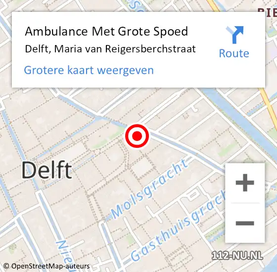 Locatie op kaart van de 112 melding: Ambulance Met Grote Spoed Naar Delft, Maria van Reigersberchstraat op 19 maart 2024 14:13