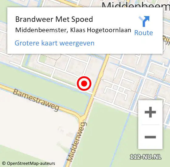 Locatie op kaart van de 112 melding: Brandweer Met Spoed Naar Middenbeemster, Klaas Hogetoornlaan op 19 maart 2024 14:33