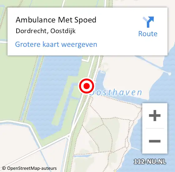 Locatie op kaart van de 112 melding: Ambulance Met Spoed Naar Dordrecht, Oostdijk op 19 maart 2024 14:35