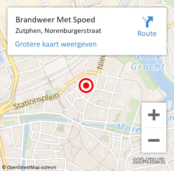 Locatie op kaart van de 112 melding: Brandweer Met Spoed Naar Zutphen, Norenburgerstraat op 29 september 2014 16:21