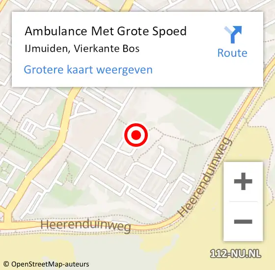 Locatie op kaart van de 112 melding: Ambulance Met Grote Spoed Naar IJmuiden, Vierkante Bos op 19 maart 2024 15:05