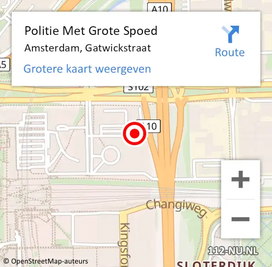 Locatie op kaart van de 112 melding: Politie Met Grote Spoed Naar Amsterdam, Gatwickstraat op 19 maart 2024 15:21