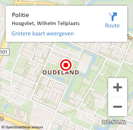 Locatie op kaart van de 112 melding: Politie Hoogvliet, Wilhelm Tellplaats op 19 maart 2024 15:32