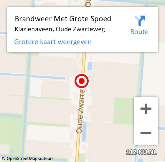 Locatie op kaart van de 112 melding: Brandweer Met Grote Spoed Naar Klazienaveen, Oude Zwarteweg op 29 september 2014 16:26