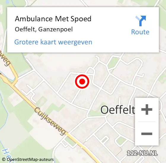 Locatie op kaart van de 112 melding: Ambulance Met Spoed Naar Oeffelt, Ganzenpoel op 29 september 2014 16:28