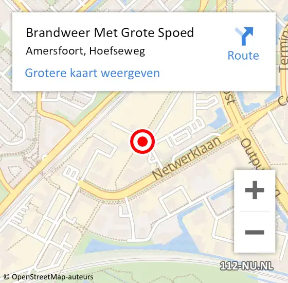 Locatie op kaart van de 112 melding: Brandweer Met Grote Spoed Naar Amersfoort, Hoefseweg op 19 maart 2024 16:07