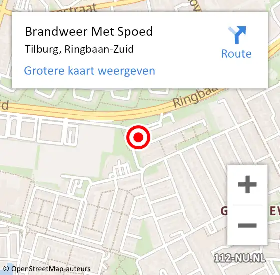 Locatie op kaart van de 112 melding: Brandweer Met Spoed Naar Tilburg, Ringbaan-Zuid op 19 maart 2024 16:12