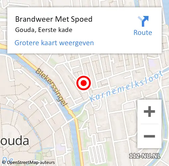 Locatie op kaart van de 112 melding: Brandweer Met Spoed Naar Gouda, Eerste kade op 19 maart 2024 16:16