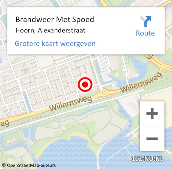 Locatie op kaart van de 112 melding: Brandweer Met Spoed Naar Hoorn, Alexanderstraat op 19 maart 2024 16:43