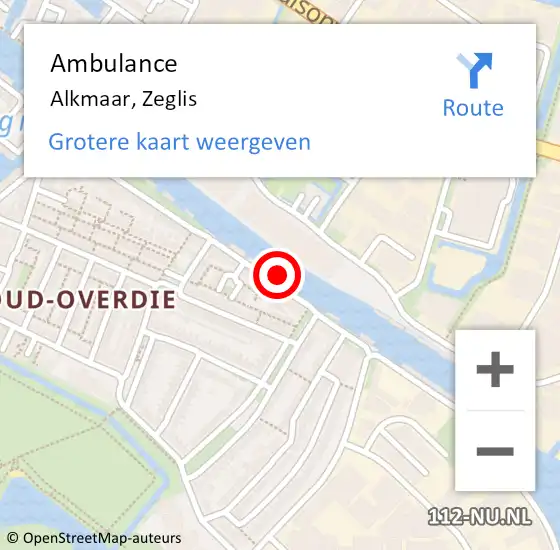 Locatie op kaart van de 112 melding: Ambulance Alkmaar, Zeglis op 19 maart 2024 16:44