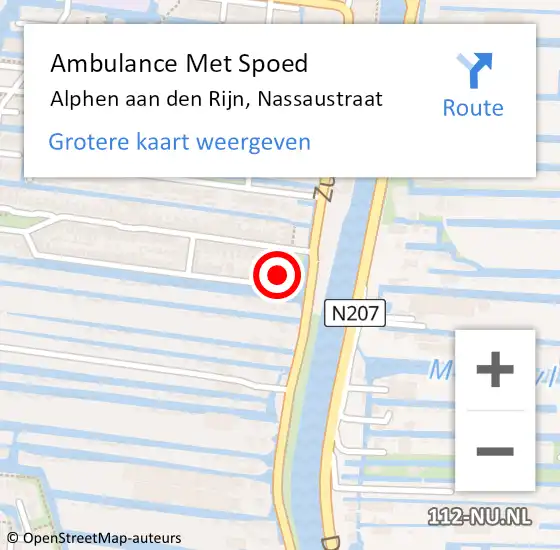 Locatie op kaart van de 112 melding: Ambulance Met Spoed Naar Alphen aan den Rijn, Nassaustraat op 19 maart 2024 16:49