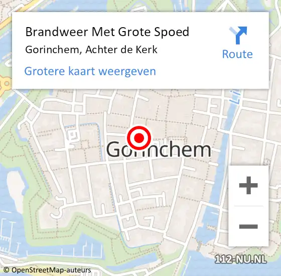 Locatie op kaart van de 112 melding: Brandweer Met Grote Spoed Naar Gorinchem, Achter de Kerk op 19 maart 2024 16:50