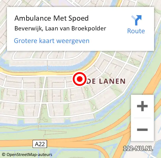 Locatie op kaart van de 112 melding: Ambulance Met Spoed Naar Beverwijk, Laan van Broekpolder op 19 maart 2024 17:11