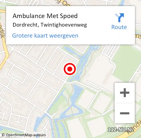 Locatie op kaart van de 112 melding: Ambulance Met Spoed Naar Dordrecht, Twintighoevenweg op 19 maart 2024 17:16