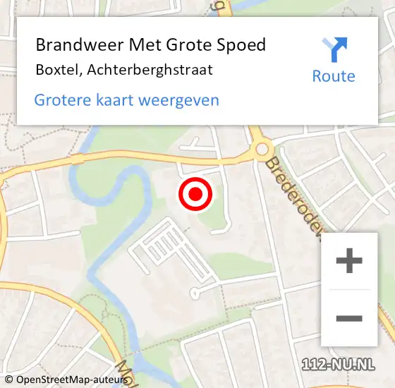 Locatie op kaart van de 112 melding: Brandweer Met Grote Spoed Naar Boxtel, Achterberghstraat op 19 maart 2024 17:20