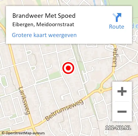 Locatie op kaart van de 112 melding: Brandweer Met Spoed Naar Eibergen, Meidoornstraat op 19 maart 2024 17:23
