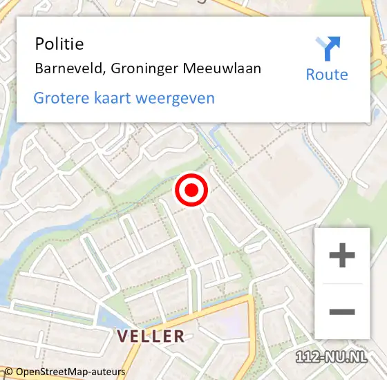 Locatie op kaart van de 112 melding: Politie Barneveld, Groninger Meeuwlaan op 19 maart 2024 17:33