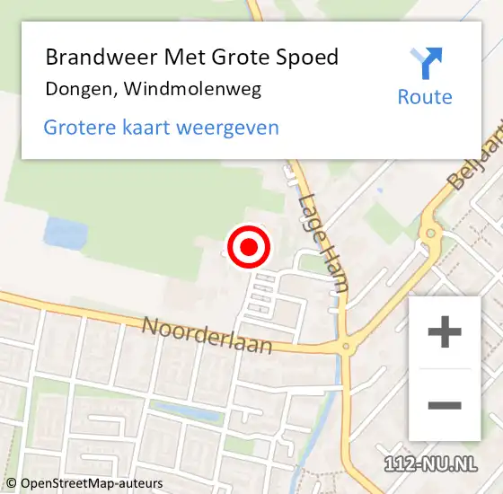 Locatie op kaart van de 112 melding: Brandweer Met Grote Spoed Naar Dongen, Windmolenweg op 19 maart 2024 17:54